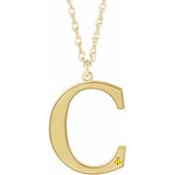 14K Yellow Gold-Plated Sterling Silver Engravable Imitation Citrine Initial C 18" Necklace