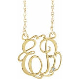 10K Yellow 20 mm 2 Initials .02 CT Natural Diamond Script Monogram 18" Necklace