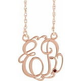 14K Rose Gold-Plated Sterling Silver 20 mm 2-Initials Imitation Mozambique Garnet Script Monogram 18" Necklace