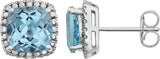 Cushion 4-Prong Halo Style Earrings