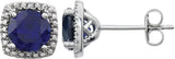 Round 4-Prong Halo-Style Birthstone Stud Earrings
