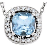 14K White Natural Sky Blue Topaz &amp; .04 CTW Natural Diamond 16" Necklace