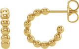 14K Yellow Gold Beaded 12mm Hoop Earrings