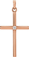 14K Rose Gold .02 CT Natural Diamond Cross Pendant