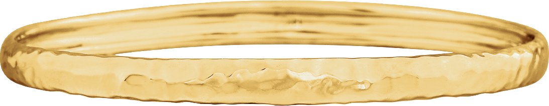 14K Yellow Gold 5.1 mm Hammered Bangle 7 1/2" Bracelet