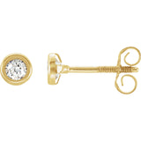 Round Bezel Set Youth Stud Earrings