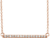 14K Rose Gold 1/6 CTW Natural Diamond Bar 16-18" Necklace
