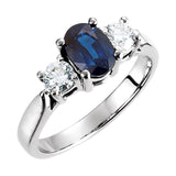 Platinum Natural Blue Sapphire &amp; 3/8 CTW Natural Diamond Ring