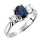 14K White Natural Blue Sapphire & 3/8 CTW Natural Diamond Ring