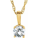 14K Yellow 3 mm Imitation Diamond Youth Solitaire 14" Necklace