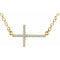 14K Yellow Natural Aquamarine Sideways Cross 16-18