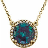 14K Yellow 8 mm Lab-Grown Alexandrite &amp; .05 CTW Natural Diamond 16" Necklace