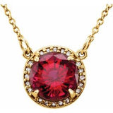 14K Yellow 8 mm Lab-Grown Ruby &amp; .05 CTW Natural Diamond 16" Necklace