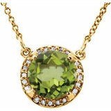 14K Yellow 8 mm Natural Peridot &amp; .05 CTW Natural Diamond 16" Necklace