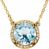14K Yellow 8 mm Natural Sky Blue Topaz &amp; .05 CTW Natural Diamond 16" Necklace