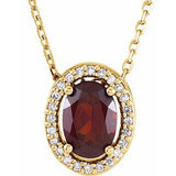 14K Yellow Natural Mozambique Garnet &amp; .05 CTW Natural Diamond 16" Necklace
