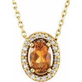 14K Yellow Natural Citrine &amp; .05 CTW Natural Diamond 16" Necklace