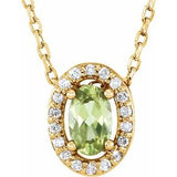 14K Yellow Natural Peridot &amp; .04 CTW Natural Diamond 16" Necklace