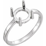 10K White 8mm Round Cabochon Ring Mounting