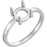 Palladium 6mm Round Cabochon Ring Mounting