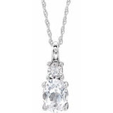 14K White Created White Sapphire &amp; .02 CTW Diamond 18" Necklace