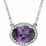 14K White Lab-Grown Alexandrite &amp; .04 CTW Natural Diamond 16 1/2" Necklace