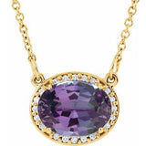 14K Yellow Lab-Grown Alexandrite &amp; .04 CTW Natural Diamond 16 1/2" Necklace