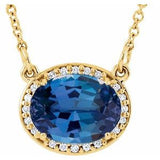 14K Yellow Lab-Grown Blue Sapphire &amp; .04 CTW Natural Diamond 16 1/2" Necklace