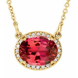 14K Yellow Lab-Grown Ruby &amp; .04 CTW Natural Diamond 16 1/2" Necklace