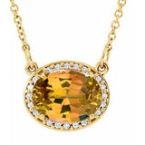 14K Yellow Natural Citrine &amp; .04 CTW Natural Diamond 16 1/2" Necklace