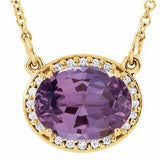 14K Yellow Natural Amethyst &amp; .04 CTW Natural Diamond 16 1/2" Necklace