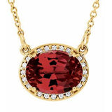 14K Yellow Natural Mozambique Garnet &amp; .04 CTW Natural Diamond 16 1/2" Necklace
