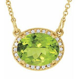 14K Yellow Natural Peridot &amp; .04 CTW Natural Diamond 16 1/2" Necklace