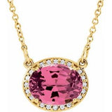 14K Yellow Natural Pink Tourmaline &amp; .04 CTW Natural Diamond 16 1/2" Necklace