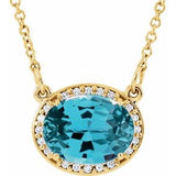 14K Yellow Natural Swiss Blue Topaz &amp; .04 CTW Natural Diamond 16 1/2" Necklace