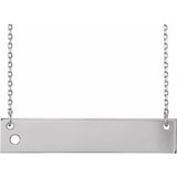 14K White 2 mm Round Engravable Family Bar 16-18" Necklace Mounting