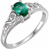 Sterling Silver May Youth Imitation Birthstone Ring