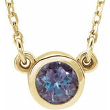 14K Yellow 4 mm Round Alexandrite Bezel Set Solitaire 16" Necklace