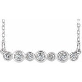 14K White 1/5 CTW Natural Diamond Bezel Set Bar 16-18" Necklace