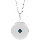 14K White Natural Alexandrite Disc 16-18" Necklace
