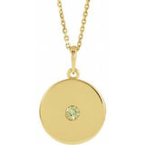 14K Yellow Natural Peridot Disc 16-18" Necklace