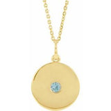 14K Yellow Natural Blue Zircon Disc 16-18" Necklace