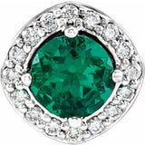Sterling Silver Lab-Grown Emerald &amp; .08 CTW Natural Diamond Pendant
