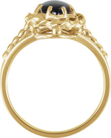 14K Yellow Gold Natural Onyx Rope Ring