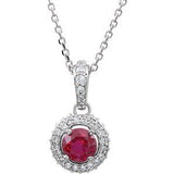 Platinum Natural Ruby &amp; 1/5 CTW Natural Diamond 18" Necklace