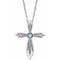 Platinum Natural Aquamarine Cross 16-18