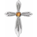 Sterling Silver Natural Citrine Cross Pendant