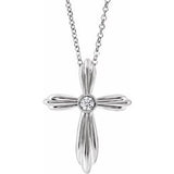 14K White .06 CTW Natural Diamond Cross 16-18" Necklace
