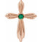 14K Rose Natural Emerald Cross Pendant