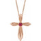 14K Rose Lab-Grown Ruby Cross 16-18